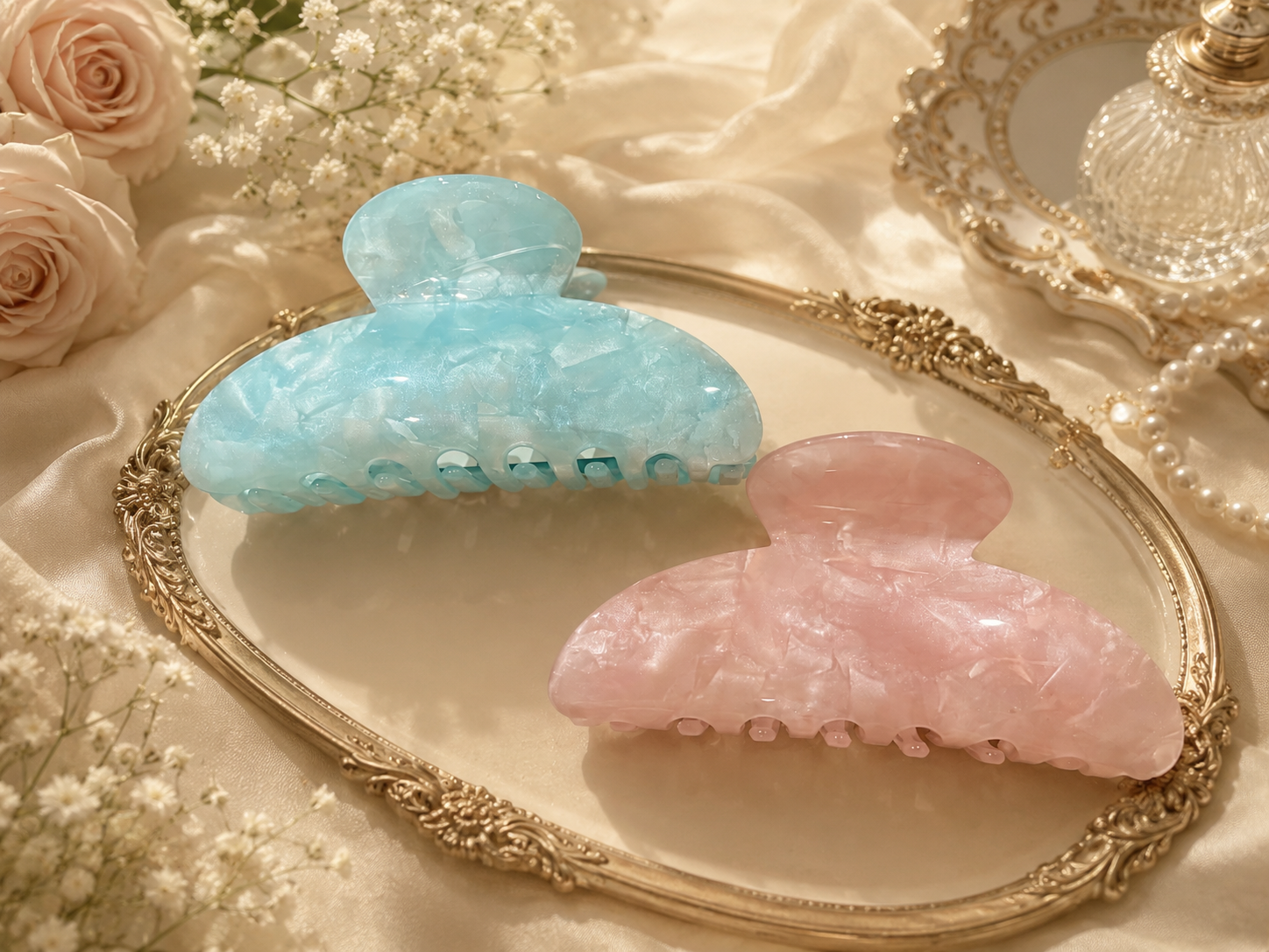 Jelly Marble (Baby Pink/ Baby Blue) Hair Claw Clip