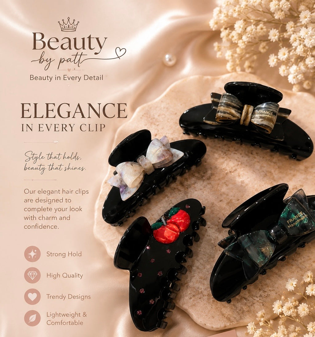 Black Bow Glossy Hair Clip